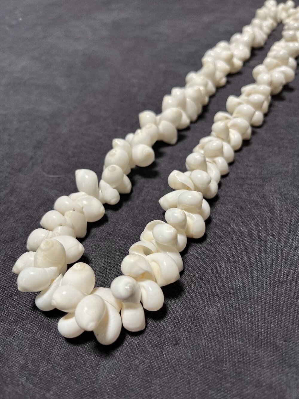Single strand long bubble shell necklace / lei